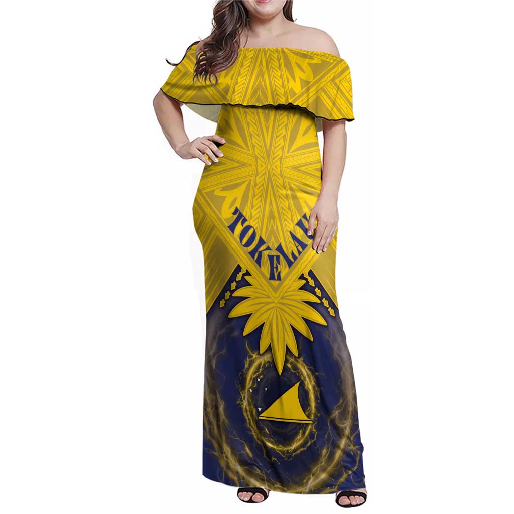 Tokelau Tokehega Day Family Matching Off Shoulder Maxi Dress and Hawaiian Shirt National Badge Special Style - Polynesian Pride