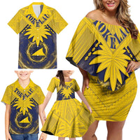 Tokelau Tokehega Day Family Matching Off Shoulder Short Dress and Hawaiian Shirt National Badge Special Style - Polynesian Pride