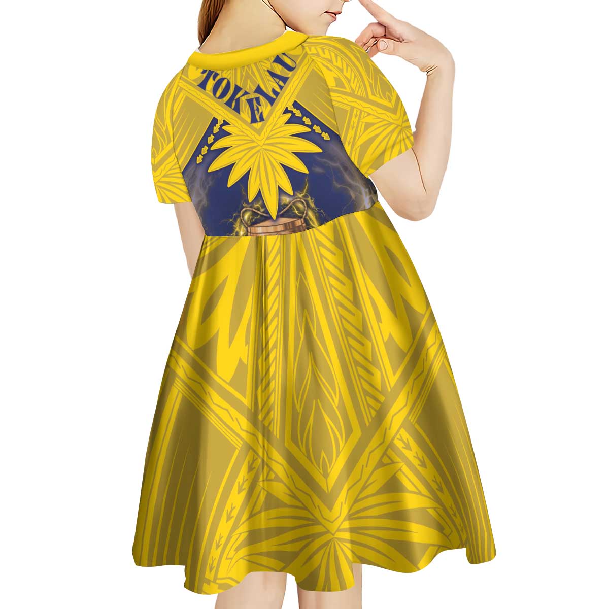 Tokelau Tokehega Day Kid Short Sleeve Dress National Badge Special Style - Polynesian Pride