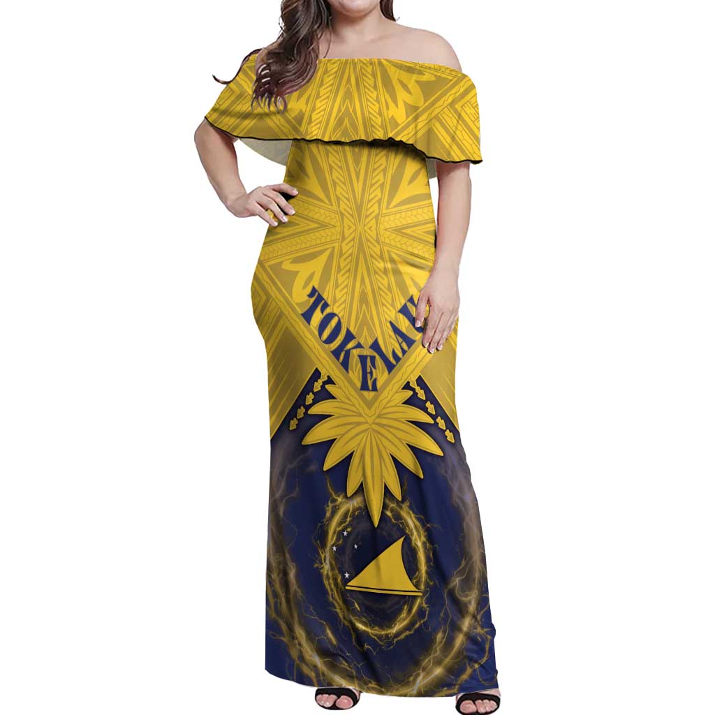 Tokelau Tokehega Day Off Shoulder Maxi Dress National Badge Special Style - Polynesian Pride