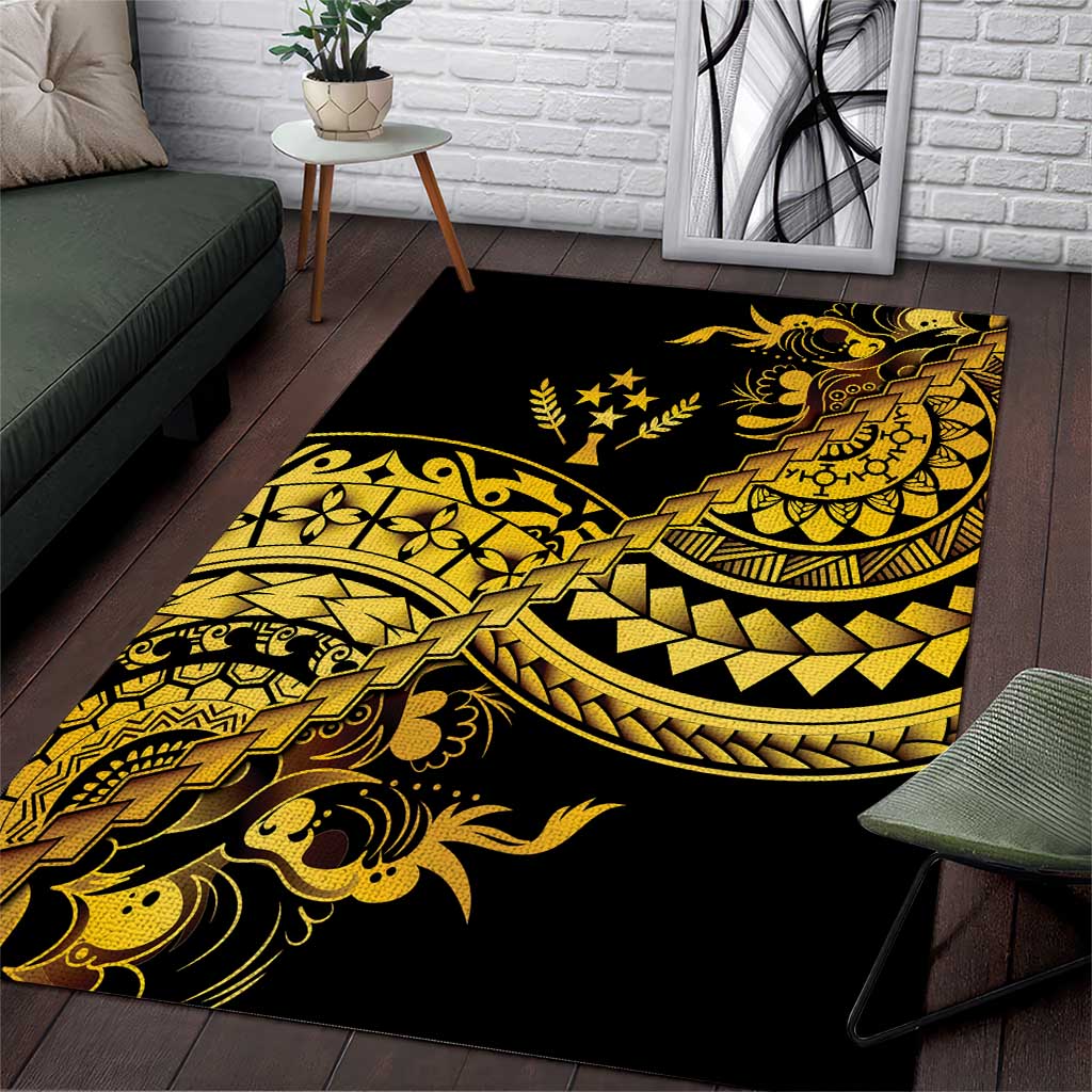 Kosrae Liberation Day Area Rug Polynesian Floral Tattoo - Polynesian Pride