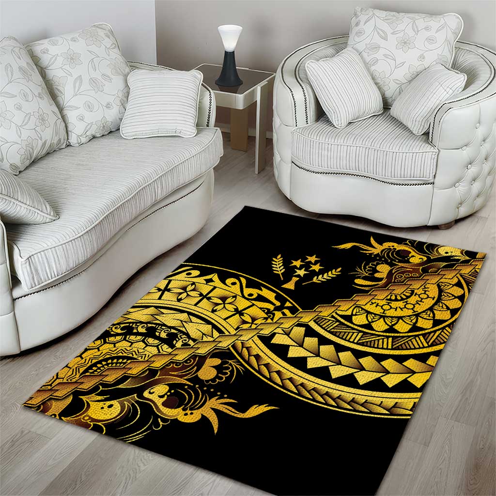 Kosrae Liberation Day Area Rug Polynesian Floral Tattoo - Polynesian Pride