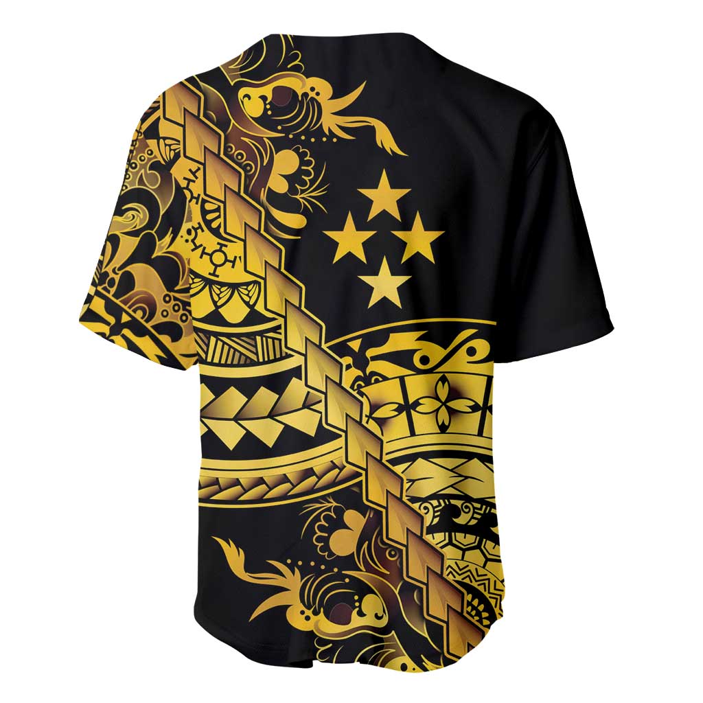 Kosrae Liberation Day Baseball Jersey Polynesian Floral Tattoo - Polynesian Pride
