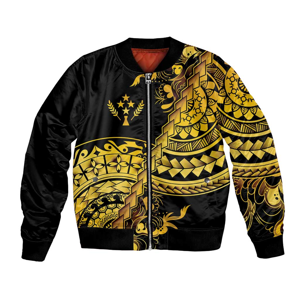 Kosrae Liberation Day Bomber Jacket Polynesian Floral Tattoo - Polynesian Pride