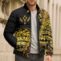 Kosrae Liberation Day Bomber Puffer Jacket Polynesian Floral Tattoo - Polynesian Pride
