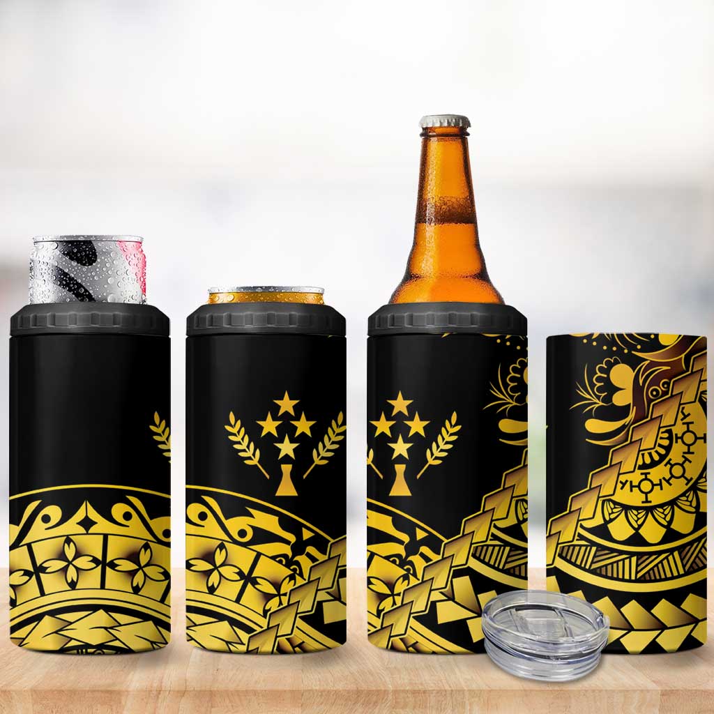 Kosrae Liberation Day 4 in 1 Can Cooler Tumbler Polynesian Floral Tattoo - Polynesian Pride