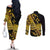 Kosrae Liberation Day Couples Matching Off The Shoulder Long Sleeve Dress and Long Sleeve Button Shirt Polynesian Floral Tattoo - Polynesian Pride