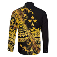 Kosrae Liberation Day Family Matching Long Sleeve Bodycon Dress and Hawaiian Shirt Polynesian Floral Tattoo - Polynesian Pride