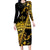 Kosrae Liberation Day Long Sleeve Bodycon Dress Polynesian Floral Tattoo - Polynesian Pride