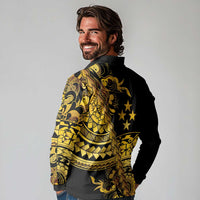 Kosrae Liberation Day Long Sleeve Polo Shirt Polynesian Floral Tattoo - Polynesian Pride