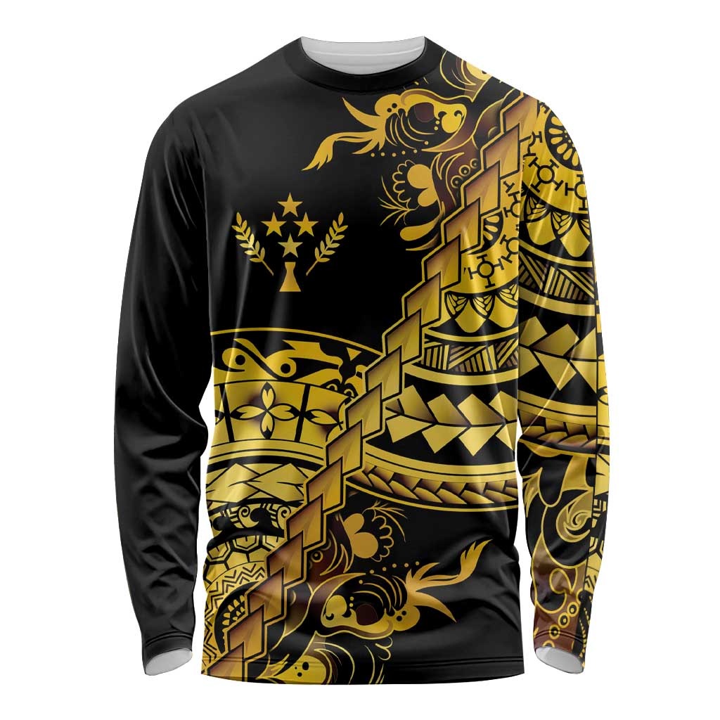 Kosrae Liberation Day Long Sleeve Shirt Polynesian Floral Tattoo - Polynesian Pride
