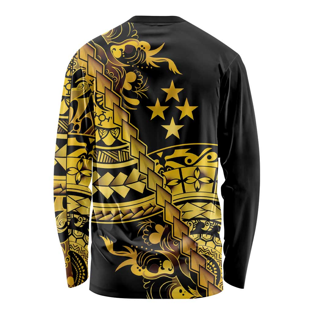 Kosrae Liberation Day Long Sleeve Shirt Polynesian Floral Tattoo - Polynesian Pride