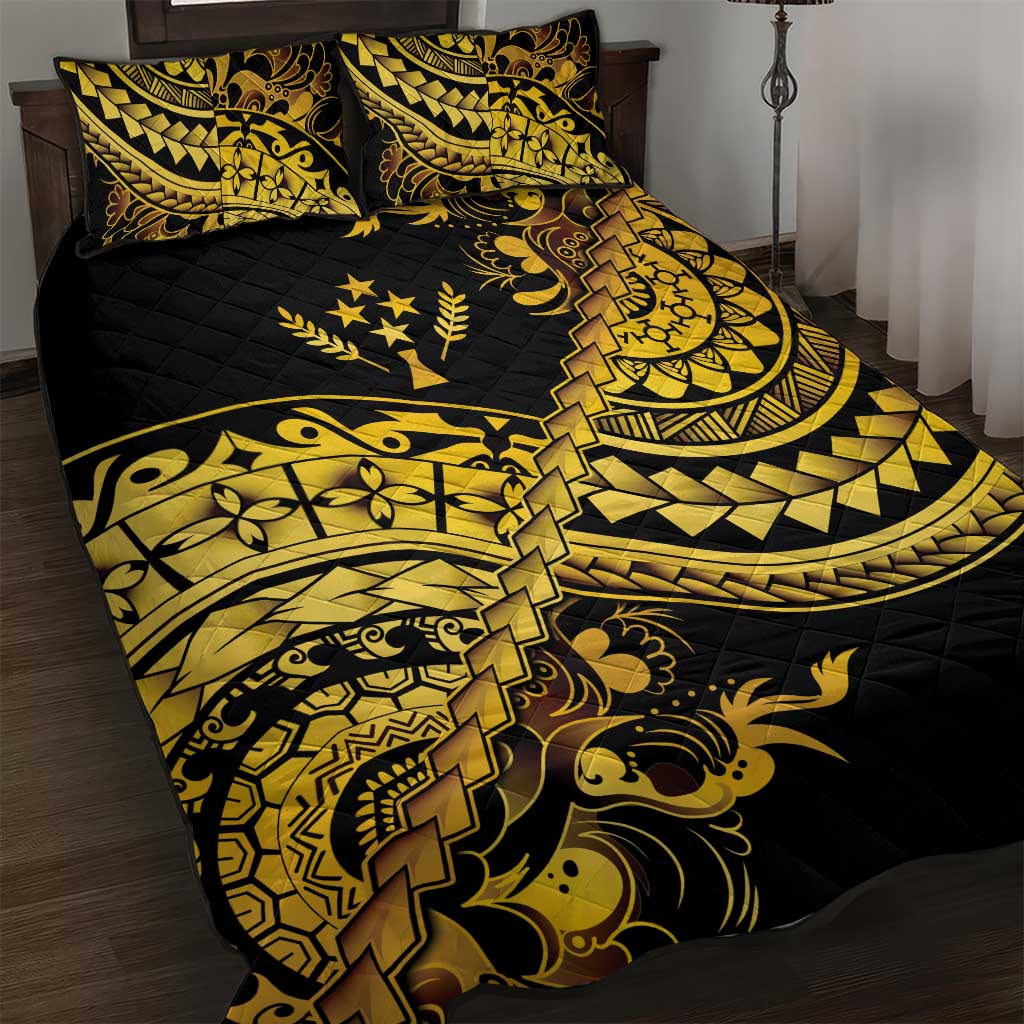 Kosrae Liberation Day Quilt Bed Set Polynesian Floral Tattoo - Polynesian Pride