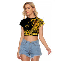 Kosrae Liberation Day Raglan Cropped T Shirt Polynesian Floral Tattoo - Polynesian Pride