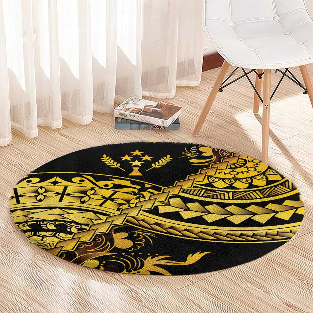 Kosrae Liberation Day Round Carpet Polynesian Floral Tattoo - Polynesian Pride