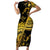 Kosrae Liberation Day Short Sleeve Bodycon Dress Polynesian Floral Tattoo - Polynesian Pride