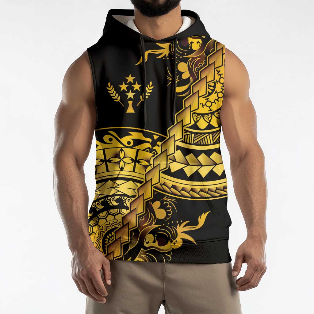 Kosrae Liberation Day Sleeveless Hoodie Polynesian Floral Tattoo - Polynesian Pride