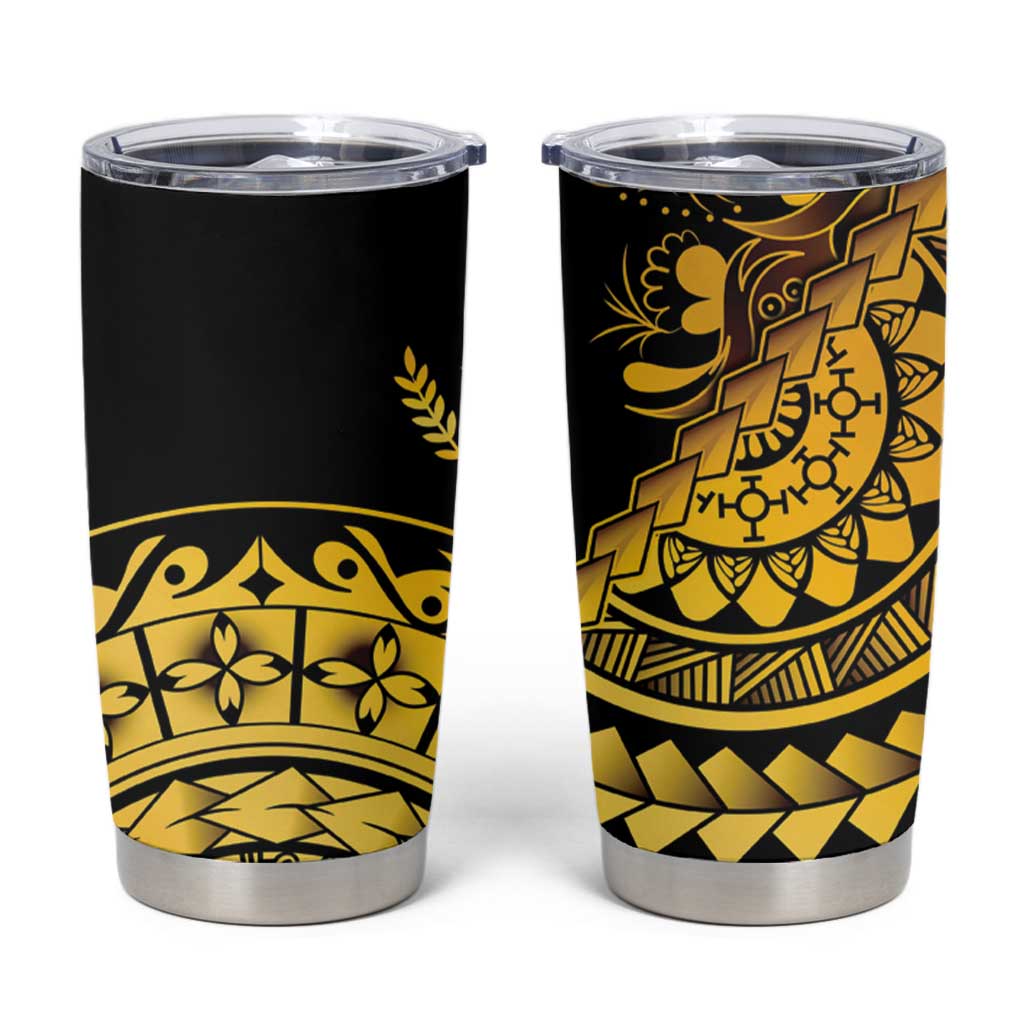 Kosrae Liberation Day Tumbler Cup Polynesian Floral Tattoo - Polynesian Pride
