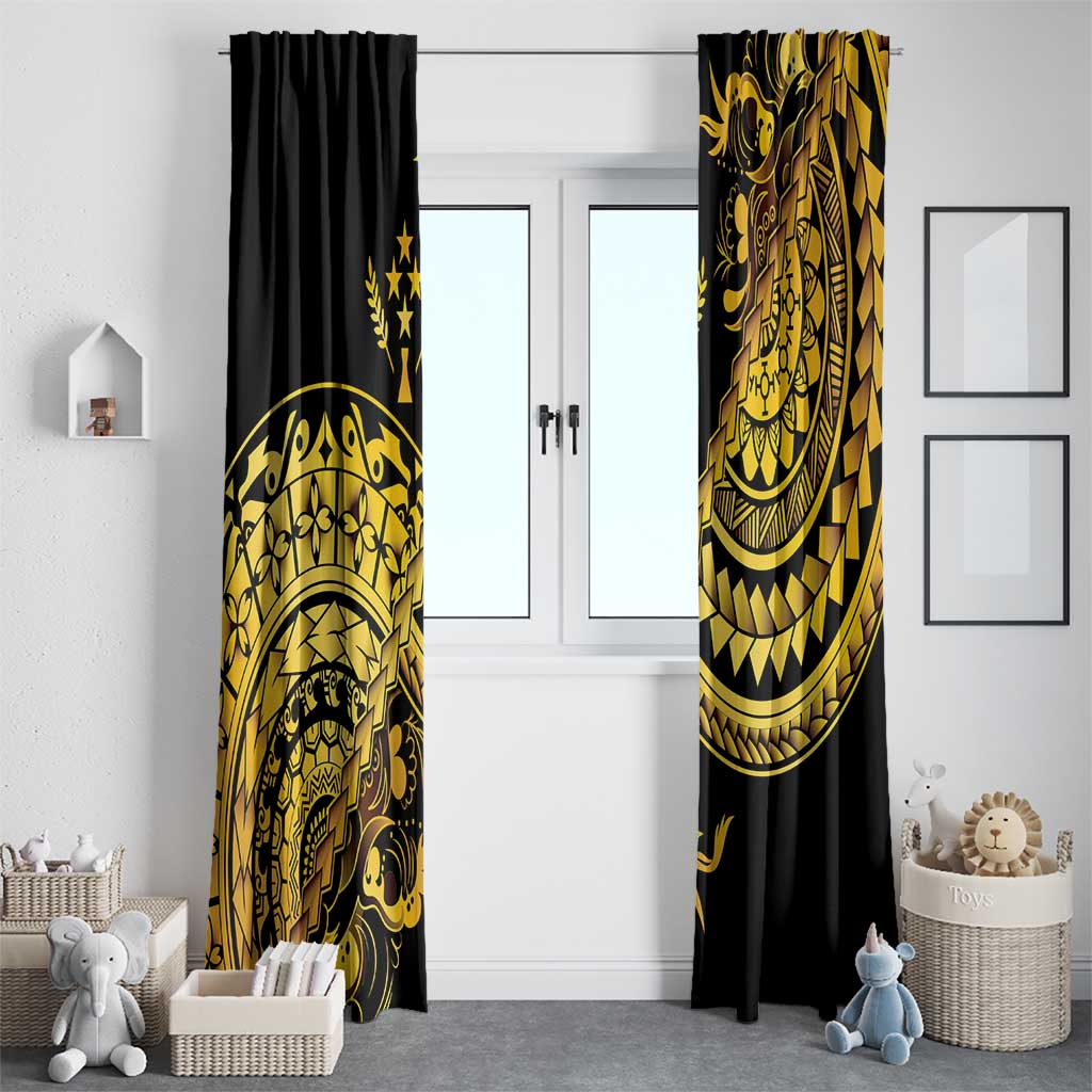 Kosrae Liberation Day Window Curtain Polynesian Floral Tattoo - Polynesian Pride