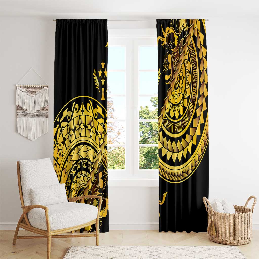 Kosrae Liberation Day Window Curtain Polynesian Floral Tattoo - Polynesian Pride