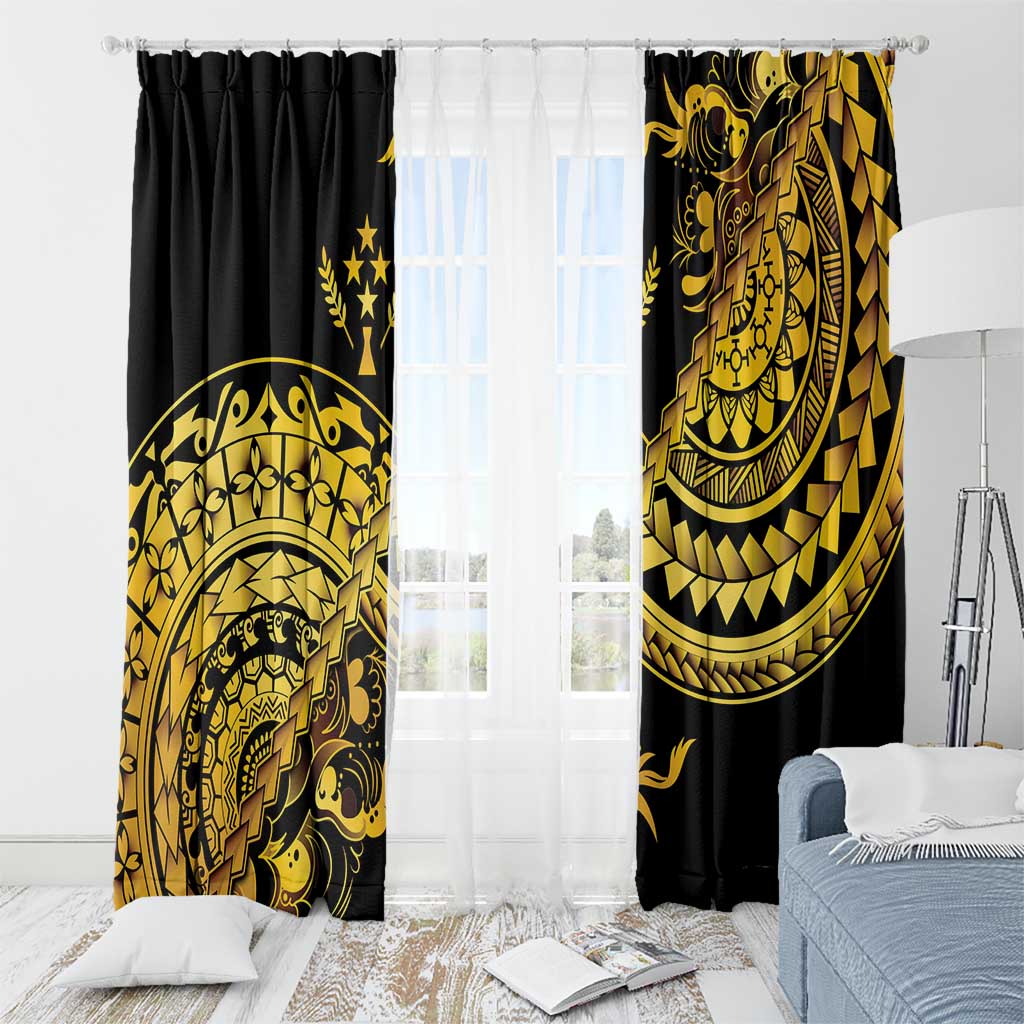 Kosrae Liberation Day Window Curtain Polynesian Floral Tattoo - Polynesian Pride