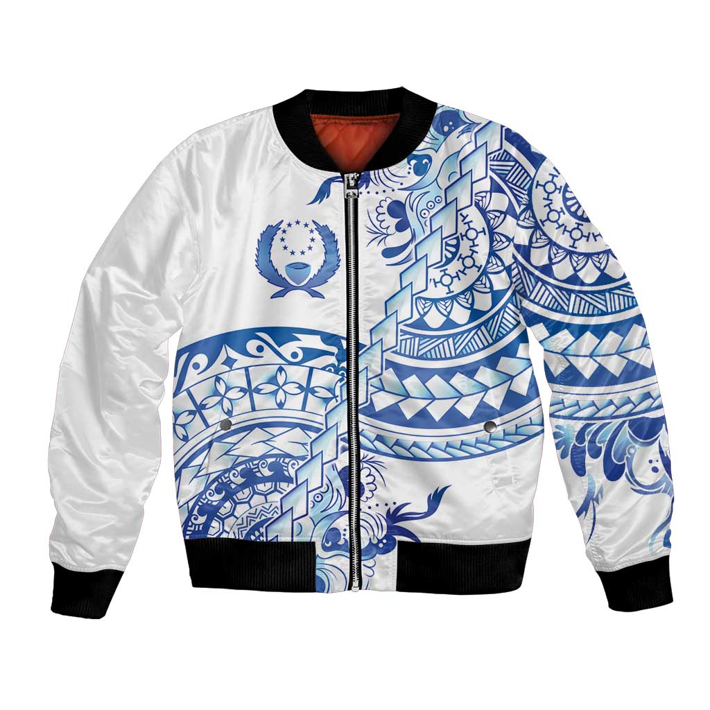 Pohnpei Liberation Day Bomber Jacket Polynesian Floral Tattoo - Polynesian Pride