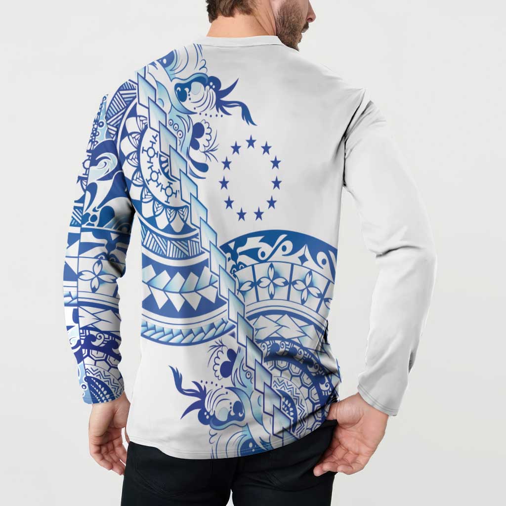 Pohnpei Liberation Day Button Sweatshirt Polynesian Floral Tattoo - Polynesian Pride