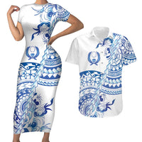 Pohnpei Liberation Day Couples Matching Short Sleeve Bodycon Dress and Hawaiian Shirt Polynesian Floral Tattoo - Polynesian Pride