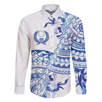 Pohnpei Liberation Day Family Matching Long Sleeve Bodycon Dress and Hawaiian Shirt Polynesian Floral Tattoo - Polynesian Pride