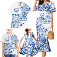 Pohnpei Liberation Day Family Matching Mermaid Dress and Hawaiian Shirt Polynesian Floral Tattoo - Polynesian Pride