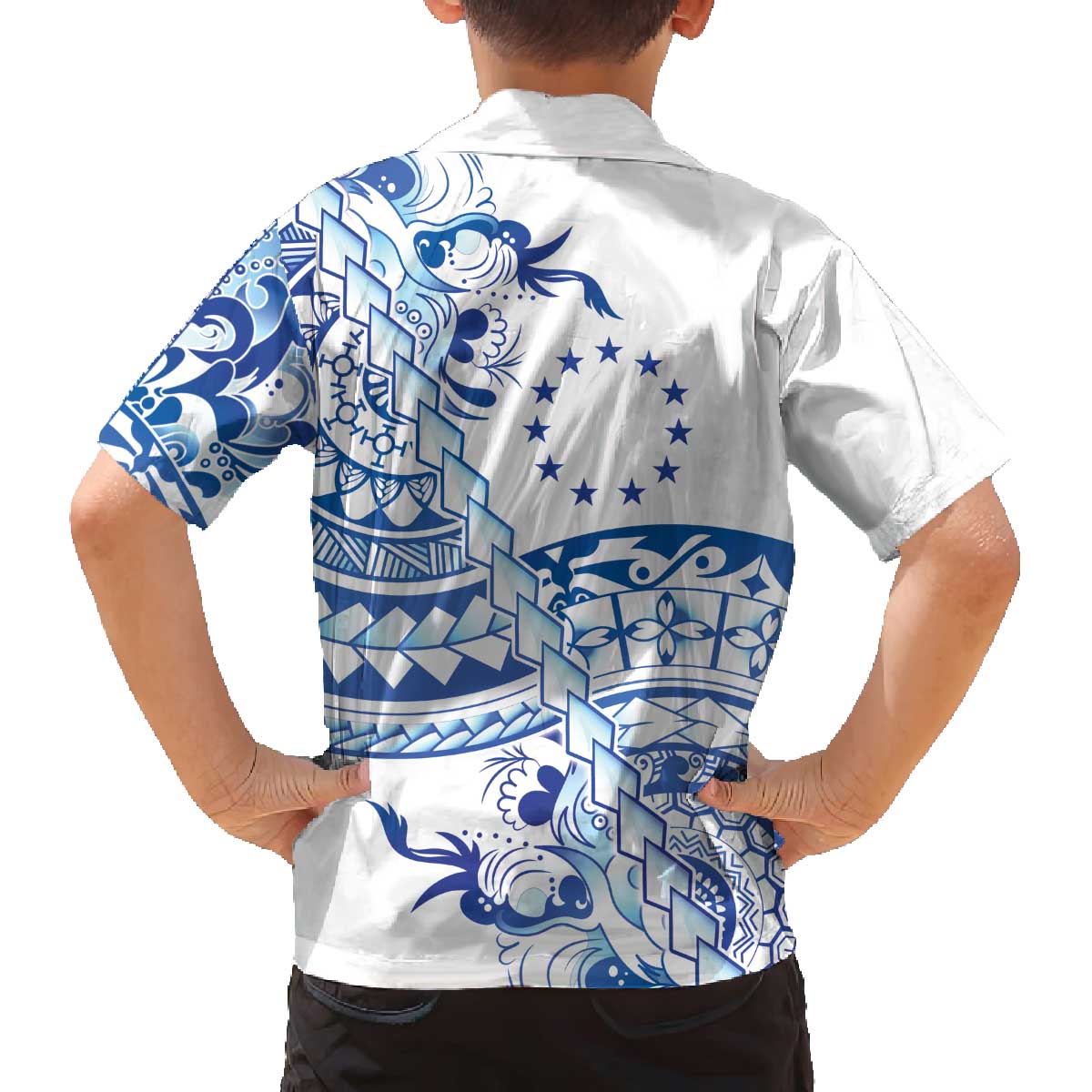 Pohnpei Liberation Day Family Matching Off The Shoulder Long Sleeve Dress and Hawaiian Shirt Polynesian Floral Tattoo - Polynesian Pride