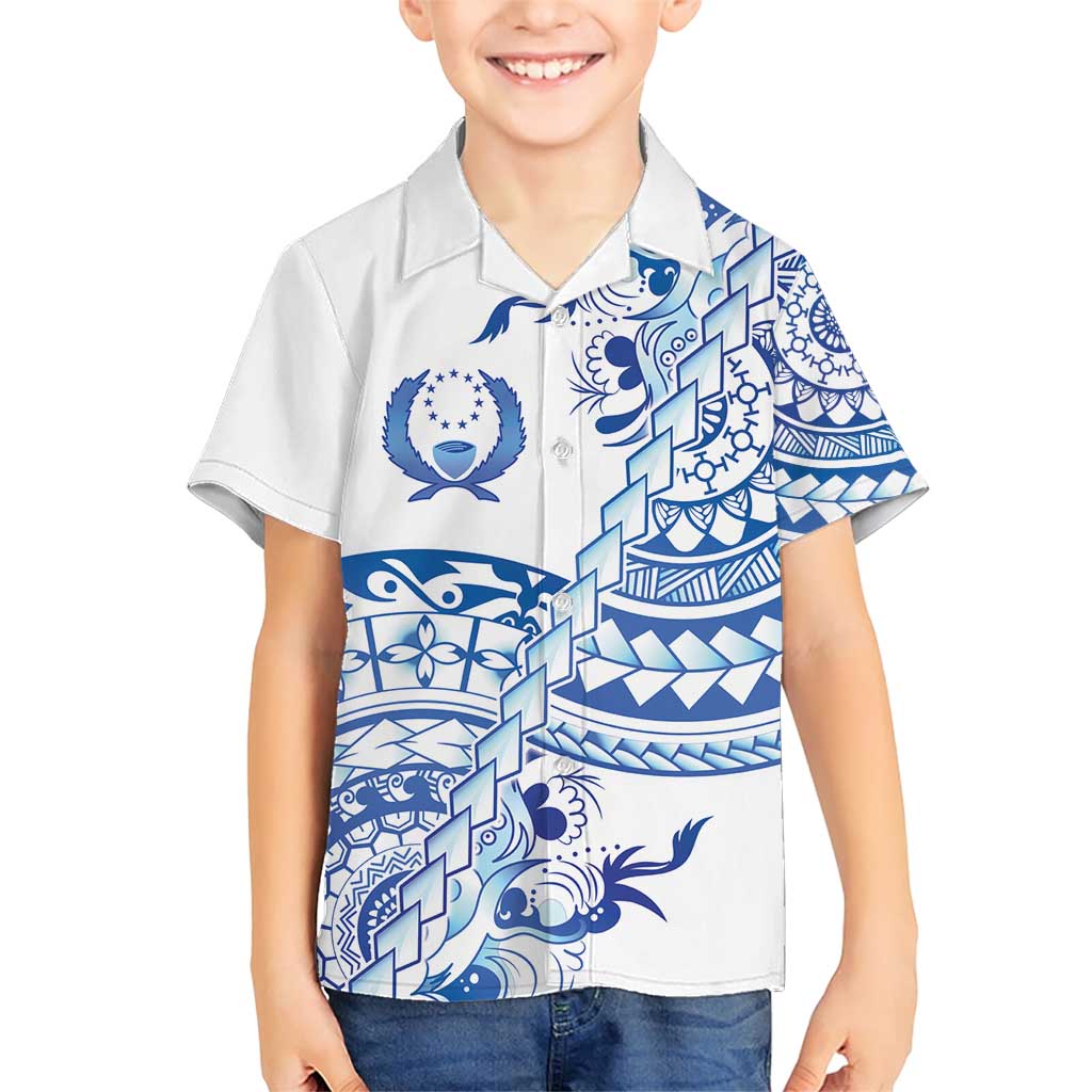 Pohnpei Liberation Day Family Matching Short Sleeve Bodycon Dress and Hawaiian Shirt Polynesian Floral Tattoo - Polynesian Pride