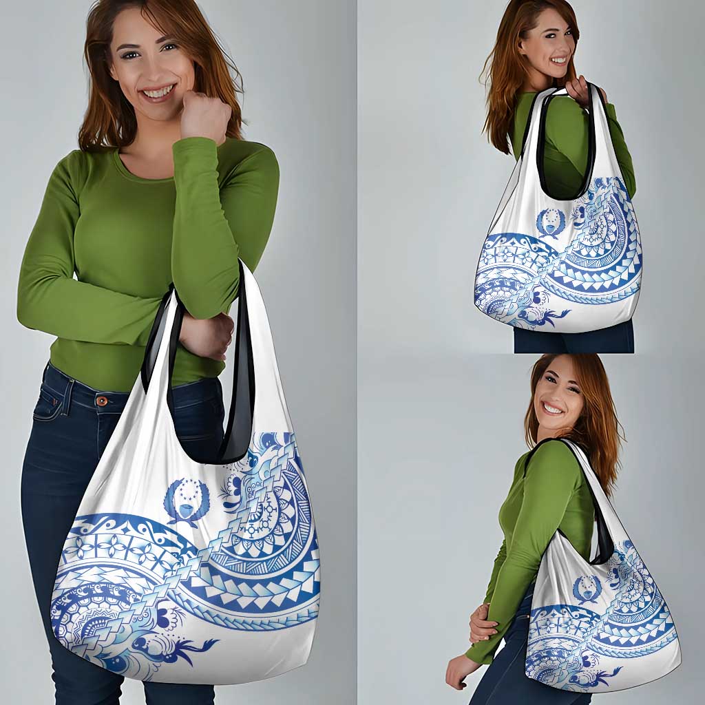 Pohnpei Liberation Day Grocery Bag Polynesian Floral Tattoo - Polynesian Pride