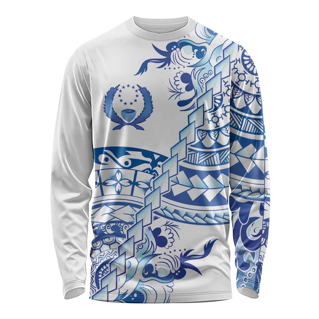 Pohnpei Liberation Day Long Sleeve Shirt Polynesian Floral Tattoo - Polynesian Pride