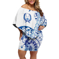 Pohnpei Liberation Day Off Shoulder Short Dress Polynesian Floral Tattoo - Polynesian Pride