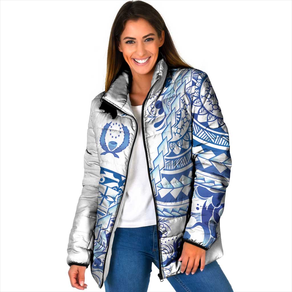 Pohnpei Liberation Day Padded Jacket Polynesian Floral Tattoo - Polynesian Pride