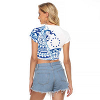 Pohnpei Liberation Day Raglan Cropped T Shirt Polynesian Floral Tattoo - Polynesian Pride