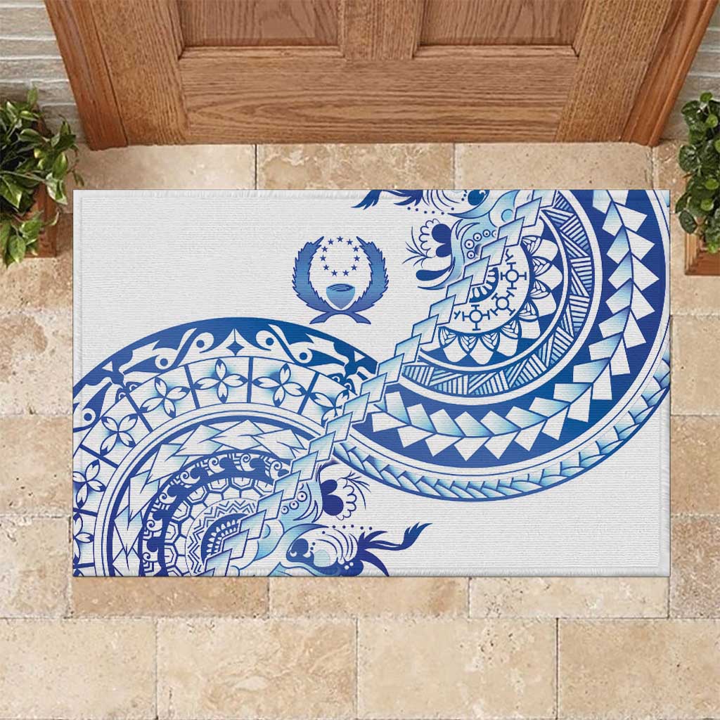 Pohnpei Liberation Day Rubber Doormat Polynesian Floral Tattoo - Polynesian Pride