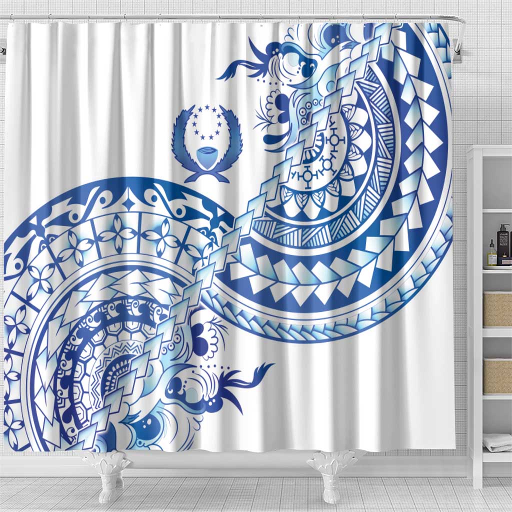 Pohnpei Liberation Day Shower Curtain Polynesian Floral Tattoo - Polynesian Pride