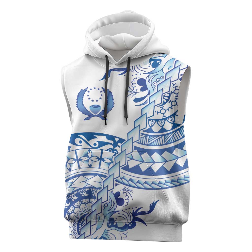 Pohnpei Liberation Day Sleeveless Hoodie Polynesian Floral Tattoo - Polynesian Pride