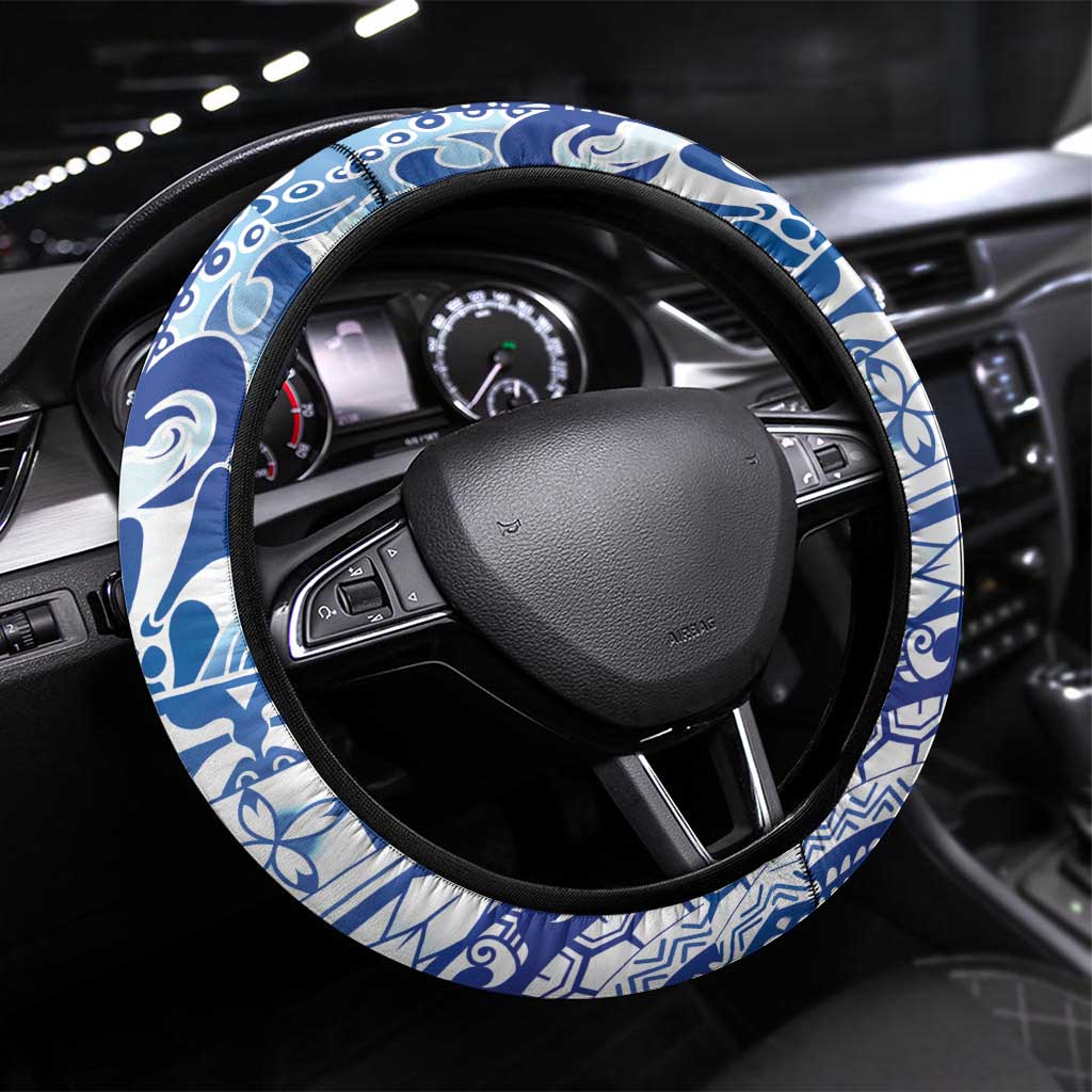 Pohnpei Liberation Day Steering Wheel Cover Polynesian Floral Tattoo - Polynesian Pride