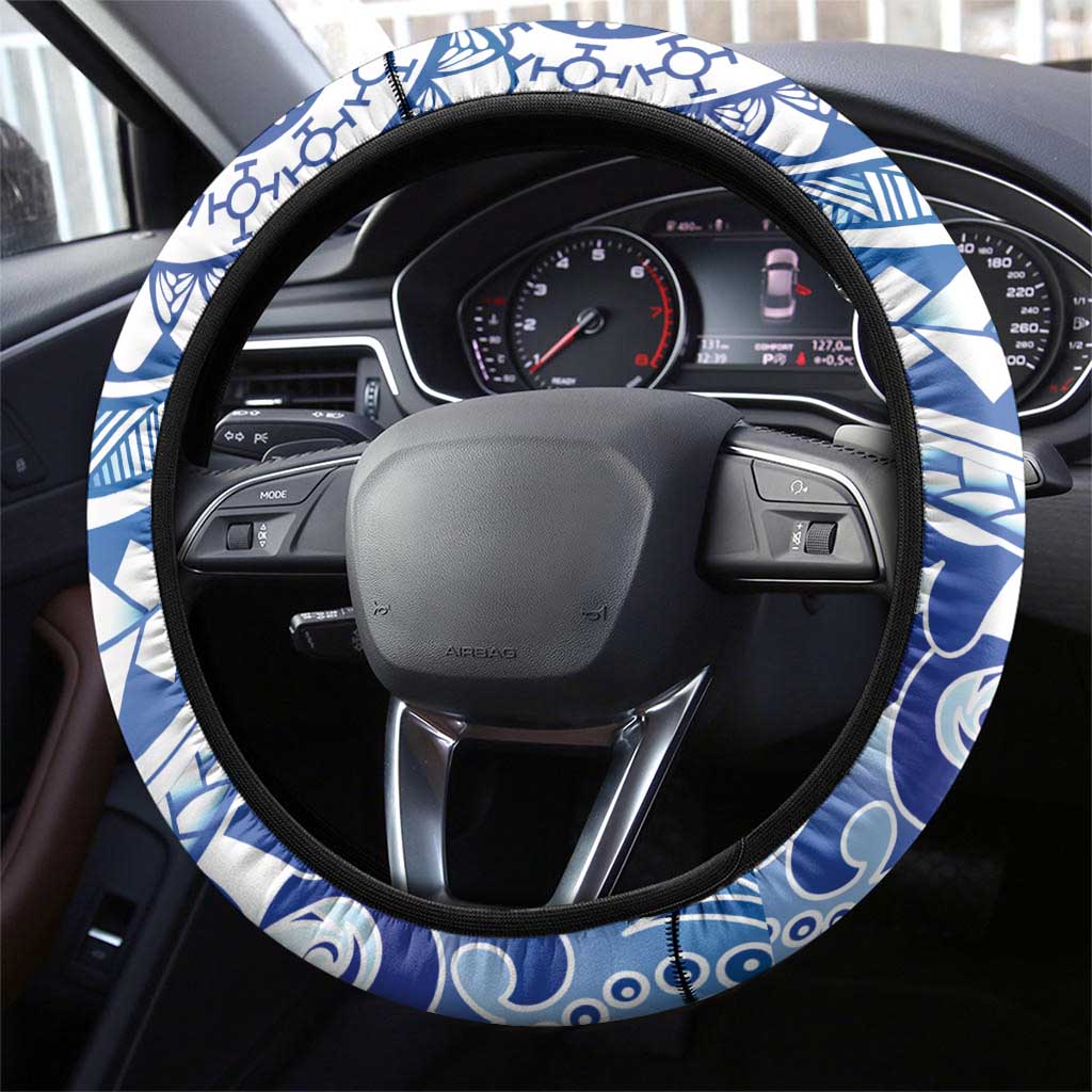 Pohnpei Liberation Day Steering Wheel Cover Polynesian Floral Tattoo - Polynesian Pride