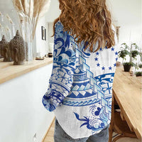 Pohnpei Liberation Day Women Casual Shirt Polynesian Floral Tattoo - Polynesian Pride