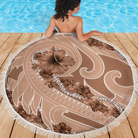 Hawaii Brown Hibiscus Pikake Lei Beach Blanket - Polynesian Pride