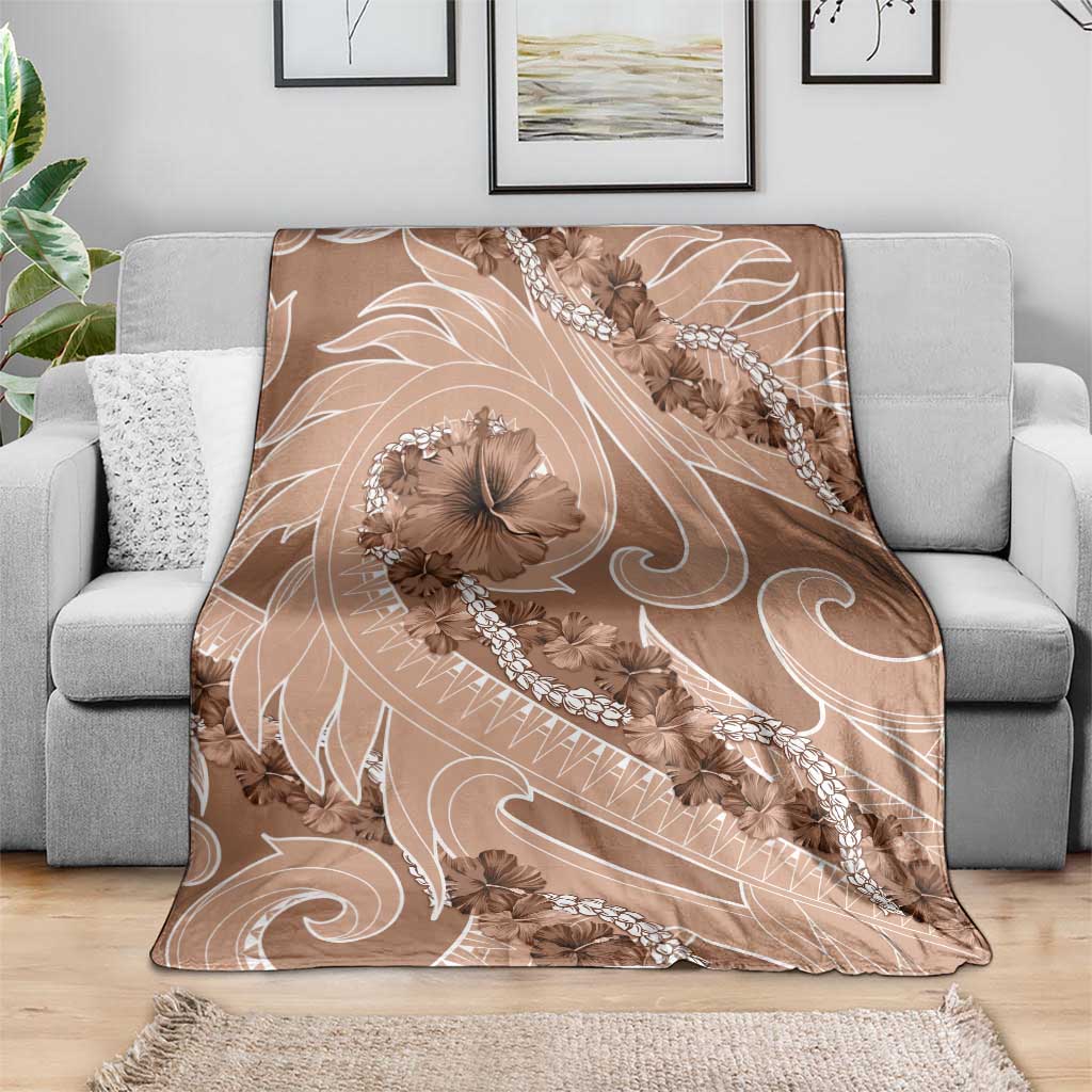 Hawaii Brown Hibiscus Pikake Lei Blanket - Polynesian Pride