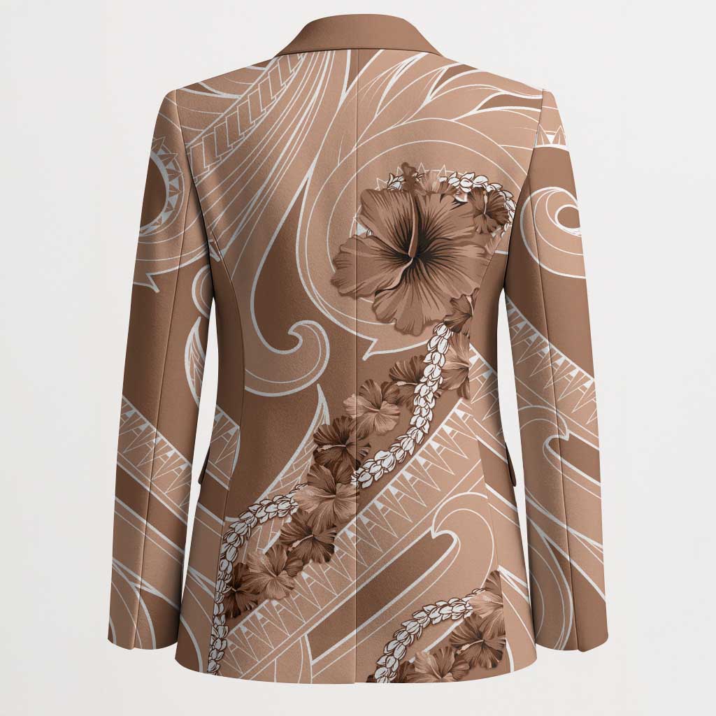 Hawaii Brown Hibiscus Pikake Lei Blazer - Polynesian Pride