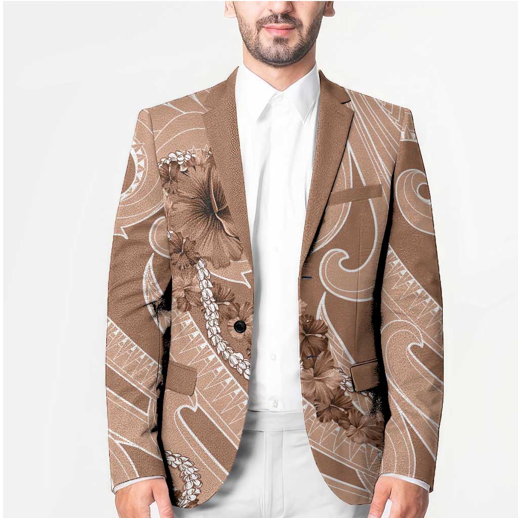 Hawaii Brown Hibiscus Pikake Lei Blazer - Polynesian Pride