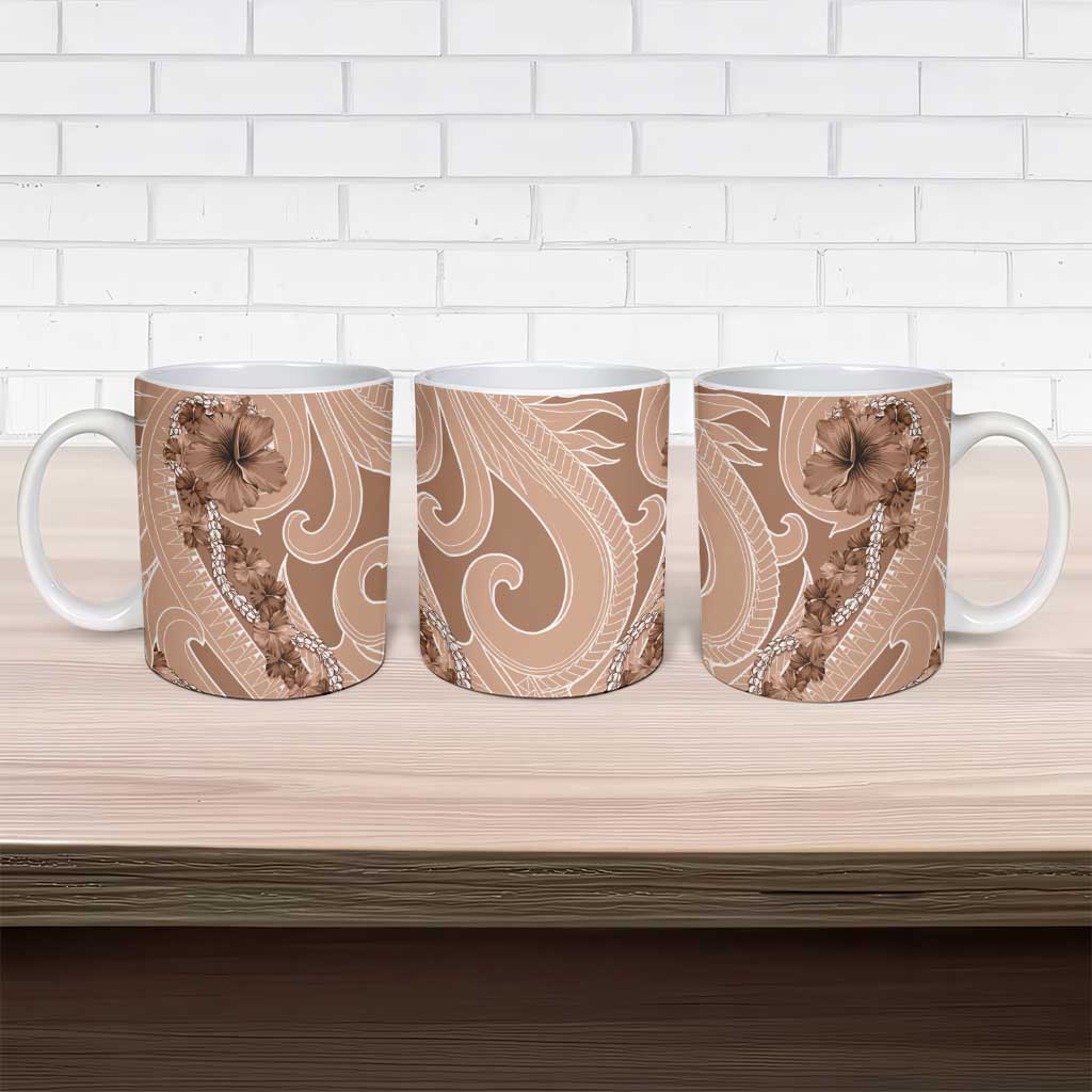 Hawaii Brown Hibiscus Pikake Lei Ceramic Mug - Polynesian Pride