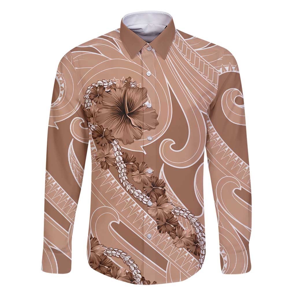Hawaii Brown Hibiscus Pikake Lei Family Matching Puletasi and Hawaiian Shirt - Polynesian Pride