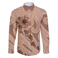 Hawaii Brown Hibiscus Pikake Lei Family Matching Puletasi and Hawaiian Shirt - Polynesian Pride